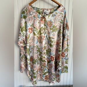 Vanity Fair Five to Nine Floral Patterned Button Blouse Size Large